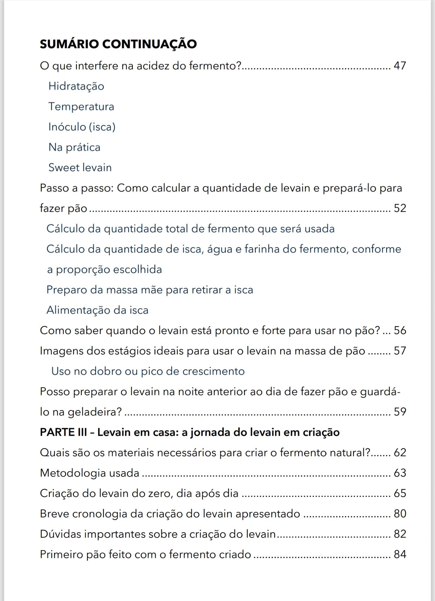 Sumário Parte II continuação